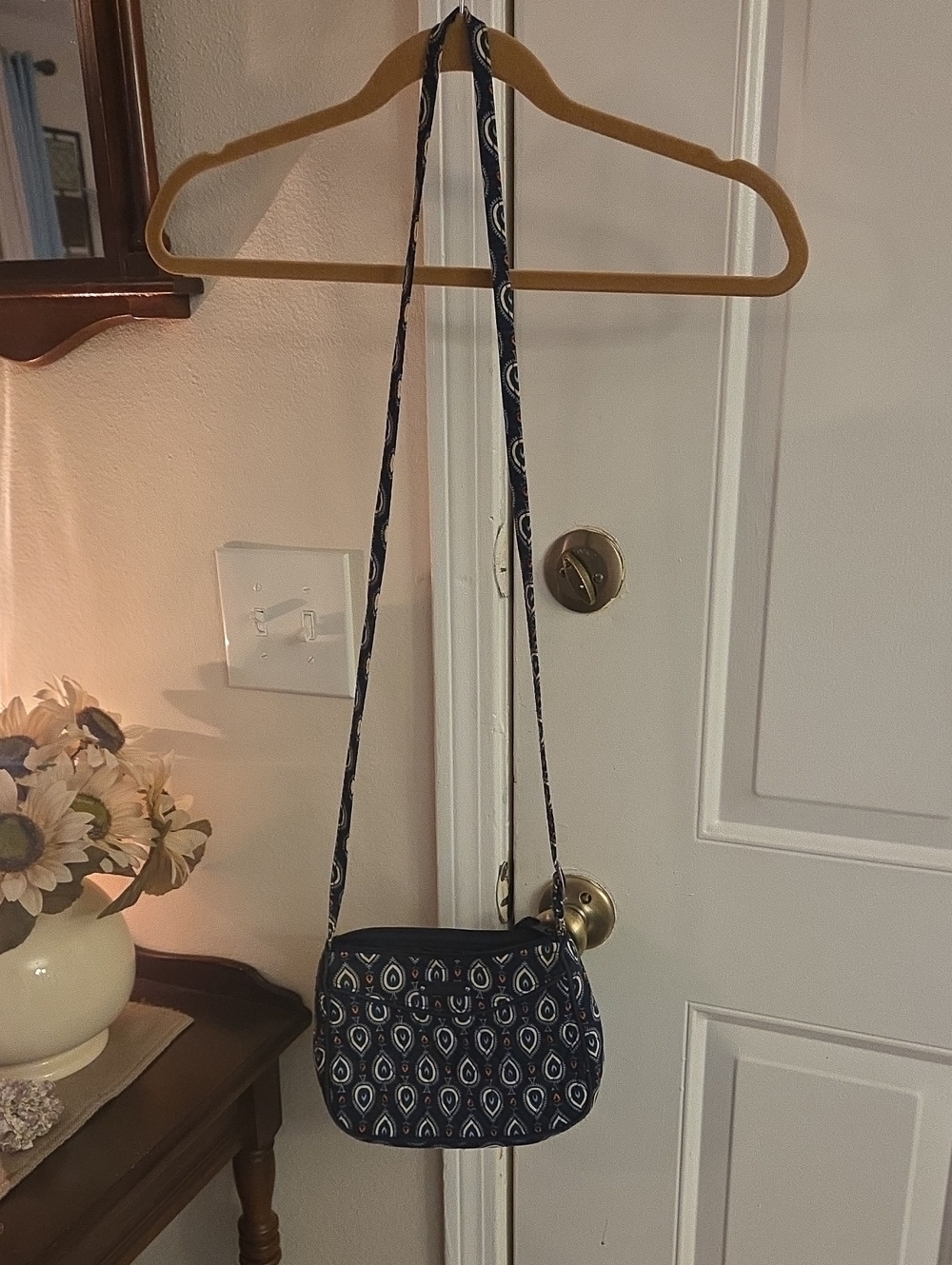 Vera Bradley Navy and White Patterned Crossbody